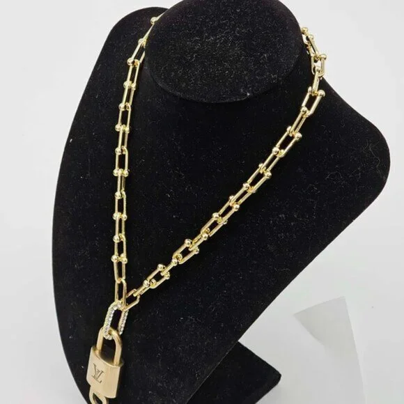 Authentic Louis Vuitton Lock & Key w/ Unbranded Gold Plated Gold Chain Necklace - Picture 11 of 11